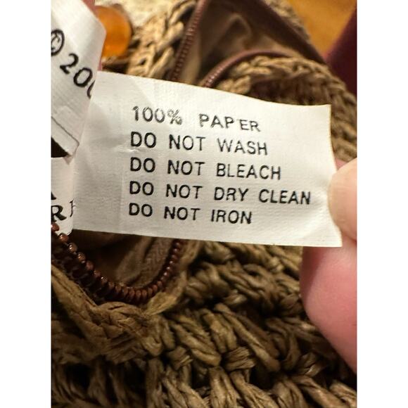 Capelli Straworld  Shoulder Bag Brown with‎ Beaded Circles on Handle - Picture 8 of 14